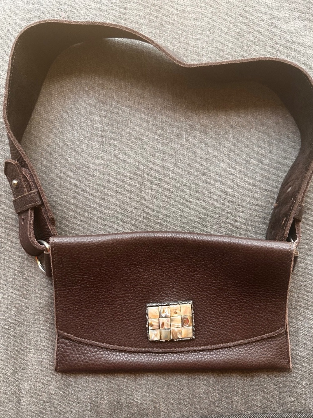 Stunning Leather Waist Pack with Pearl Embellishments.